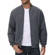 Xidunhg Men's Casual Varsity Bomber Jacket Lightweight Outerwear Jackets Waffle Zip up Fashion Coat Dark Grey M