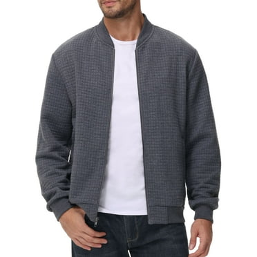 Xidunhg Men's Casual Varsity Bomber Jacket Lightweight Outerwear Jackets Waffle Zip up Fashion Coat Dark Grey XL
