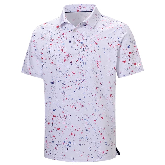 Xidunhg Men's Golf Polo Shirts Short Sleeve Print Performance Moisture Wicking Dry Fit Outdoor Golf Shirts for Men