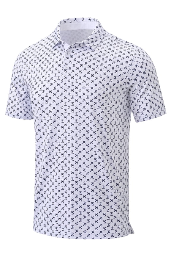 Men's Golf Polo Shirts Short Sleeve Print Performance Moisture Wicking Dry Fit Outdoor Golf Shirts for Men