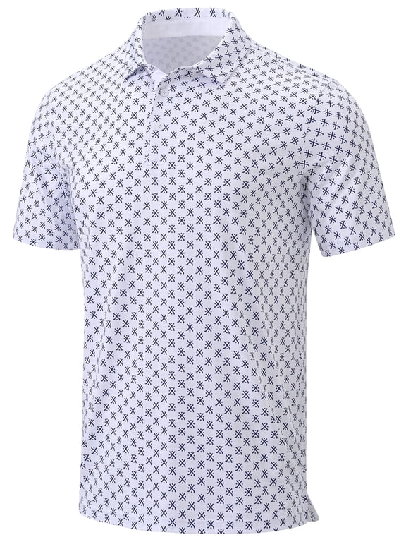 Men's Golf Polo Shirts Short Sleeve Print Performance Moisture Wicking Dry Fit Outdoor Golf Shirts for Men