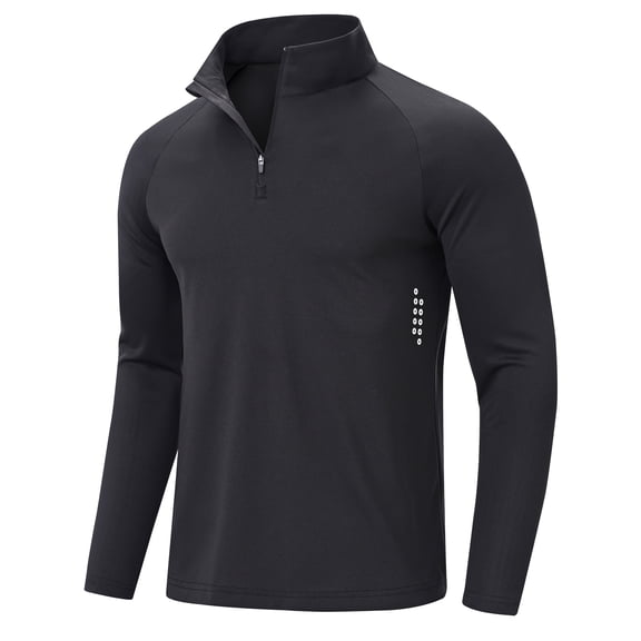 Xidunhg Men's Quarter Zip Pullover Long Sleeve, Moisture Wicking Quick Dry Athletic Shirt for Running Golf Gym Workout Casual