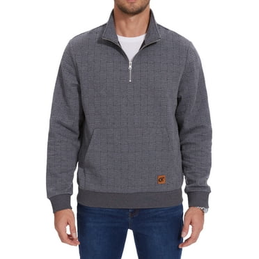Xidunhg Men's Quarter Zip Sweatshirt Long Sleeve Waffle Casual Pullover Sweatshirt with Pocket Dark Grey L