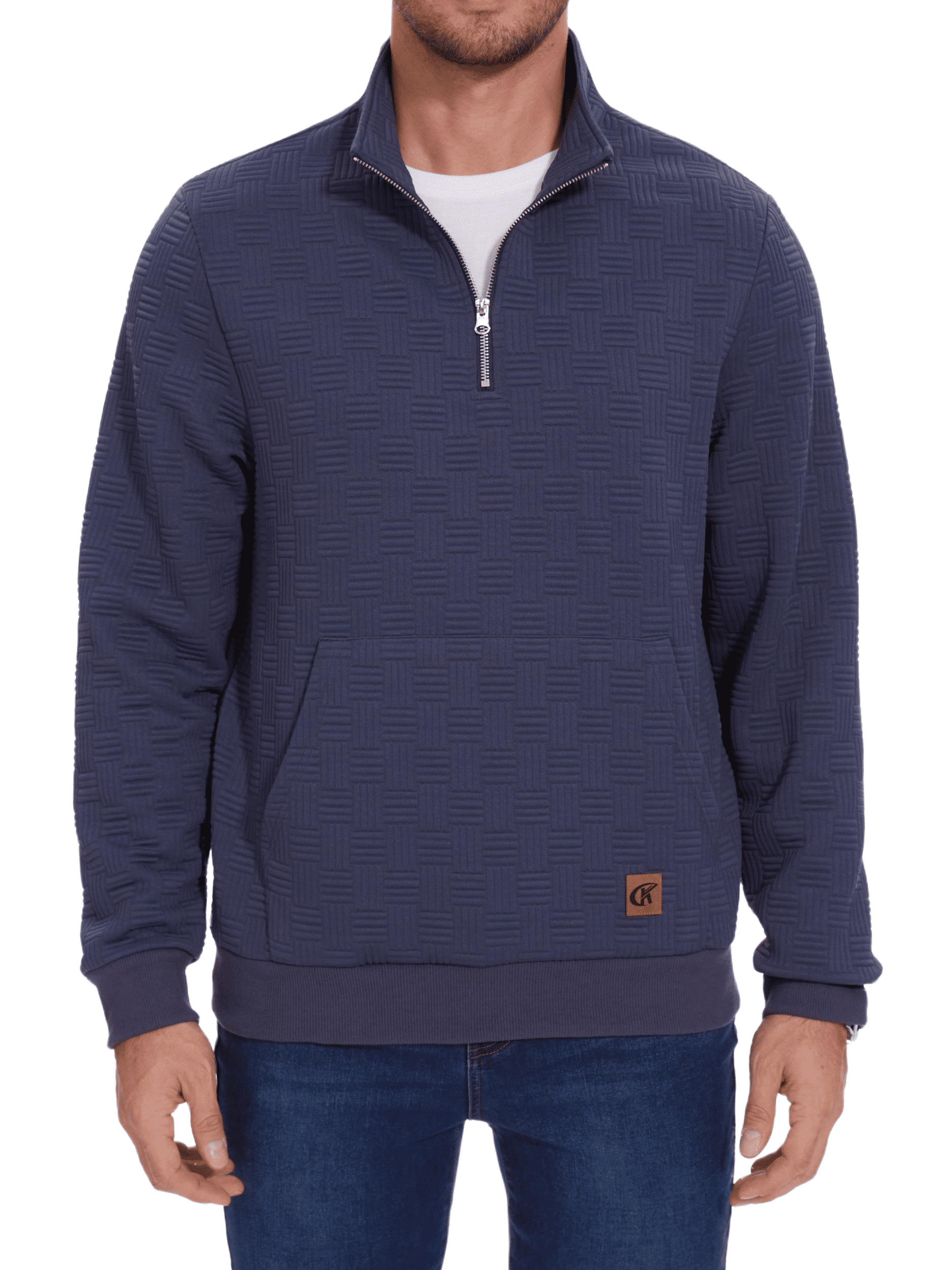 Blue 84 Men's Kansas Jayhawks Quarter Zip Sweatshirt – Fleece Pullover With Icon Chest Graphic