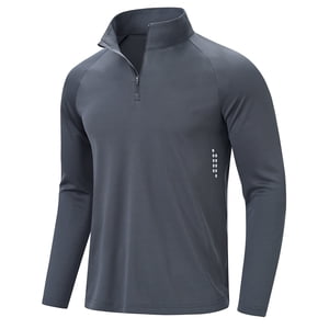Sudadera con cremallera de cuarto para hombre, manga larga, que absorbe la humedad, de secado rápido, para correr, golf, gimnasio y casual