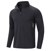 Xidunhg Mens Quarter Zip Pullover Long Sleeve, Moisture Wicking Quick Dry Athletic Shirt for Running Golf Gym Workout Casual