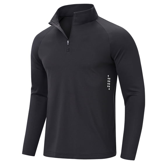 Xidunhg Men's Quarter Zip Pullover Long Sleeve, Moisture Wicking Quick Dry Athletic Shirt for Running Golf Gym Workout Casual