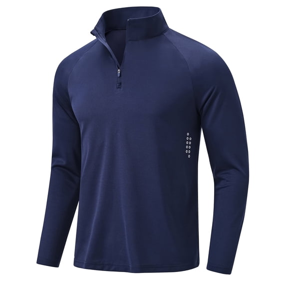 Xidunhg Men's Long Sleeve Quarter Zip Running Shirt, Lightweight Moisture Wicking Quick Dry Athletic Shirt with Stretch for Gym Golf