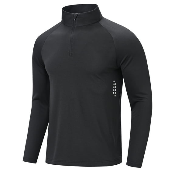 Xidunhg Men's Running Shirts Long Sleeve Athletic Shirt Lightweight Quick Dry Quarter Zip Pullover for Men Workout Gym Golf