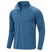 Men's Quarter Zip Pullover Long Sleeve, Moisture Wicking Quick Dry Athletic Shirt for Running Golf Gym Workout Casual