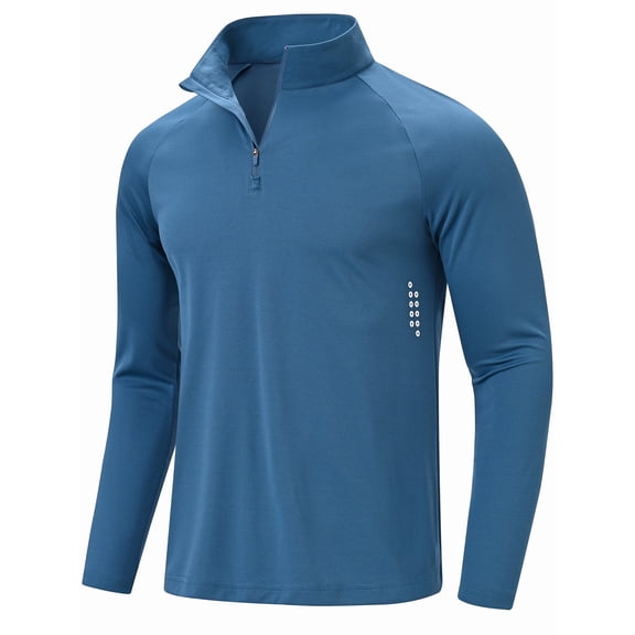 Xidunhg Men's Long Sleeve Quarter Zip Running Shirt, Lightweight Moisture Wicking Quick Dry Athletic Shirt with Stretch for Gym Golf