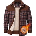 thumbnail image 1 of Xidunhg Men's Sherpa-Lined Plaid Flannel Shirt Jacket, Corduroy Button-Down Fleece Coat, Long-Sleeve Outdoor Casual Red Coffee S, 1 of 13