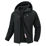 XIDUNHG Men's Softshell Jacket with Hood Waterproof Windbreaker Lightweight Rain Shell Jacket for Outdoor Hiking Travel