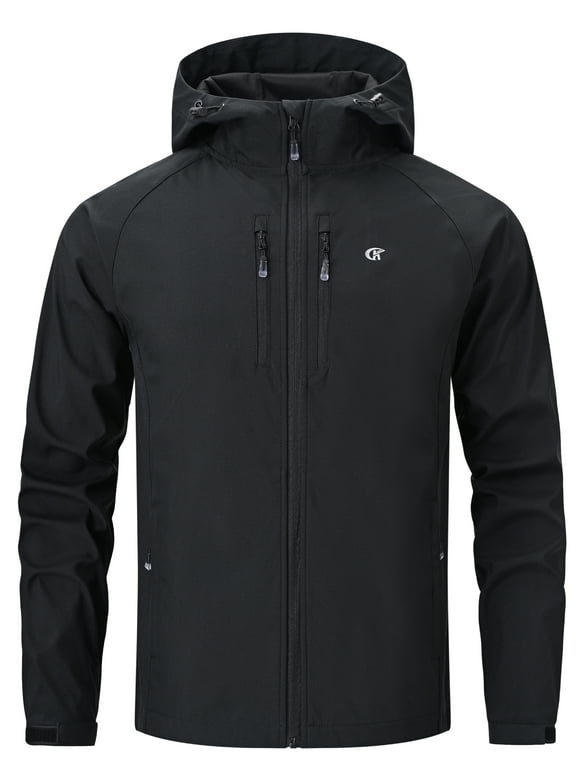 Men's Softshell Jacket with Hood Waterproof Windbreaker Lightweight Rain Shell Jacket for Outdoor Hiking Travel