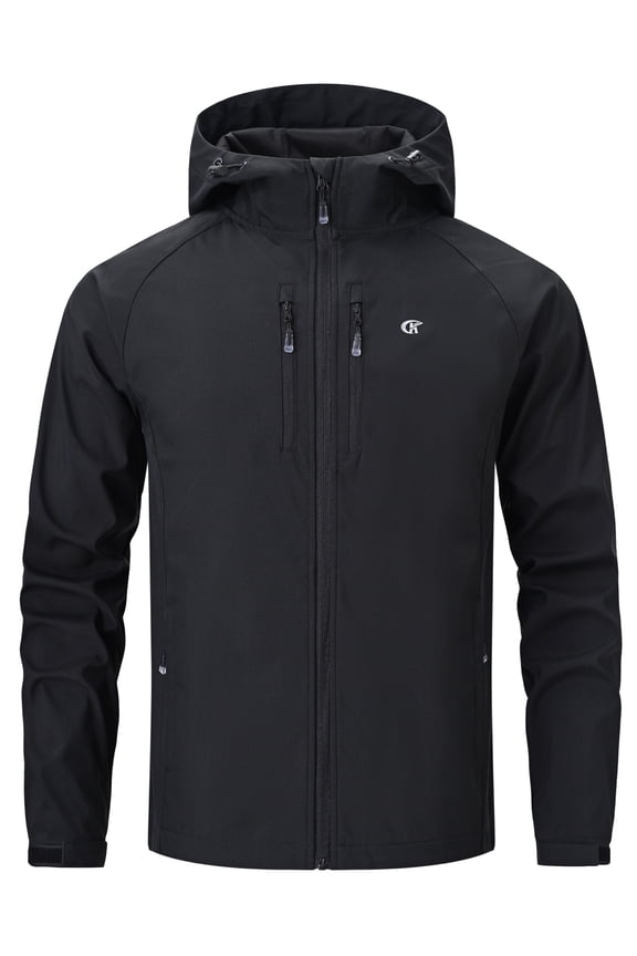 Men's Softshell Jacket with Hood Waterproof Windbreaker Lightweight Rain Shell Jacket for Outdoor Hiking Travel