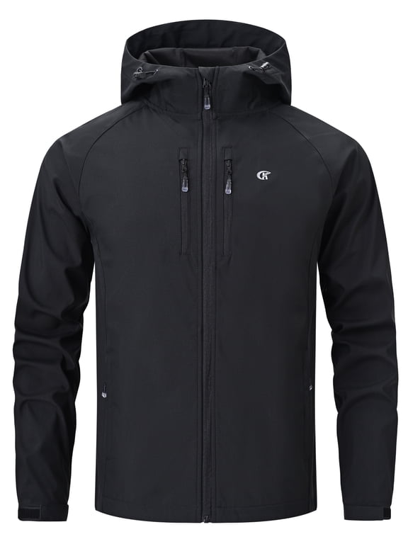 Men's Softshell Jacket with Hood Waterproof Windbreaker Lightweight Rain Shell Jacket for Outdoor Hiking Travel