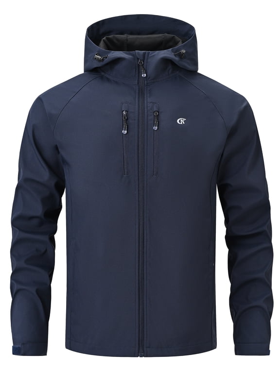 Men's Softshell Jacket with Hood Waterproof Windbreaker Lightweight Rain Shell Jacket for Outdoor Hiking Travel