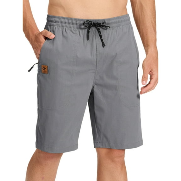 Xidunhg Men's Stretch Shorts Casual Classic Summer Beach Shorts Drawstring With Zipper Pocket Grey 38