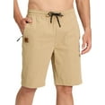 thumbnail image 1 of Xidunhg Men's Stretch Shorts Casual Classic Summer Beach Shorts Drawstring With Zipper Pocket Khaki 40, 1 of 7
