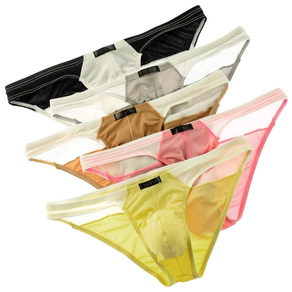 Xidunhg Men's Thin Bikini Low Waist Underwear Sexy Ice Silk Briefs 5pack XL