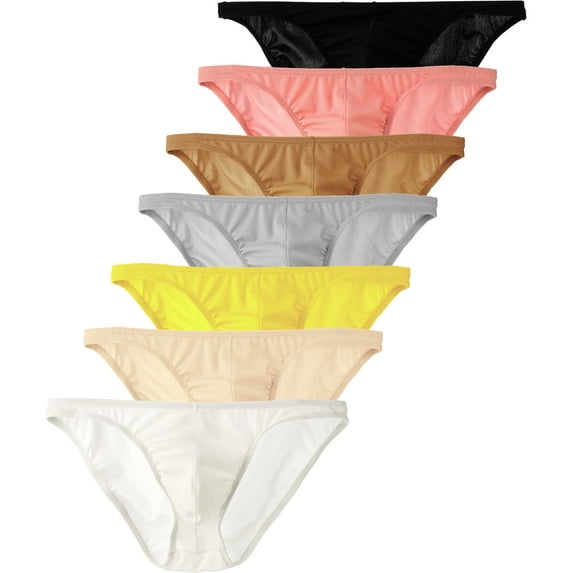 Xidunhg Men's Thin Bikini Low Waist Underwear Sexy Ice Silk Briefs 7pack S