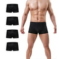 thumbnail image 1 of Xidunhg Men's Trunks Underwear Silk Boxer Briefs Short Leg Black/4pack L, 1 of 5
