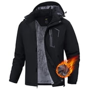 Men's Winter Skiing Jackets Water Resistant Warm Fleece Coats Parka Raincoats Snowboard Jacket with Hood Multi-Pocket Black M