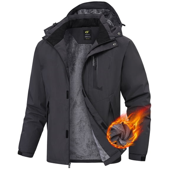 Xidunhg Men's Winter Skiing Jackets Water Resistant Warm Fleece Coats Parka Raincoats Snowboard Jacket with Hood Multi-Pocket Carbon Gray XL