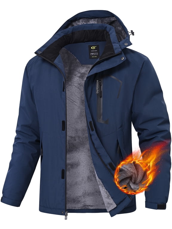 Men's Winter Skiing Jackets Water Resistant Warm Fleece Coats Parka Raincoats Snowboard Jacket with Hood Multi-Pocket Navy XL