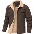 thumbnail image 1 of Xidunhg Men's Sherpa Lined Trucker Jacket, Windproof Thermal Winter Work Coat with Lapel Multi Pockets, 1 of 11