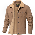 thumbnail image 1 of Xidunhg Men's Sherpa Lined Trucker Jacket, Windproof Thermal Winter Work Coat with Lapel Multi Pockets, 1 of 11