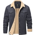 thumbnail image 1 of Xidunhg Men's Winter Trucker Jacket Sherpa Fleece Lined Thick Thermal Warm Work Cargo Coat with Multi Pockets Lapel Collar, 1 of 2