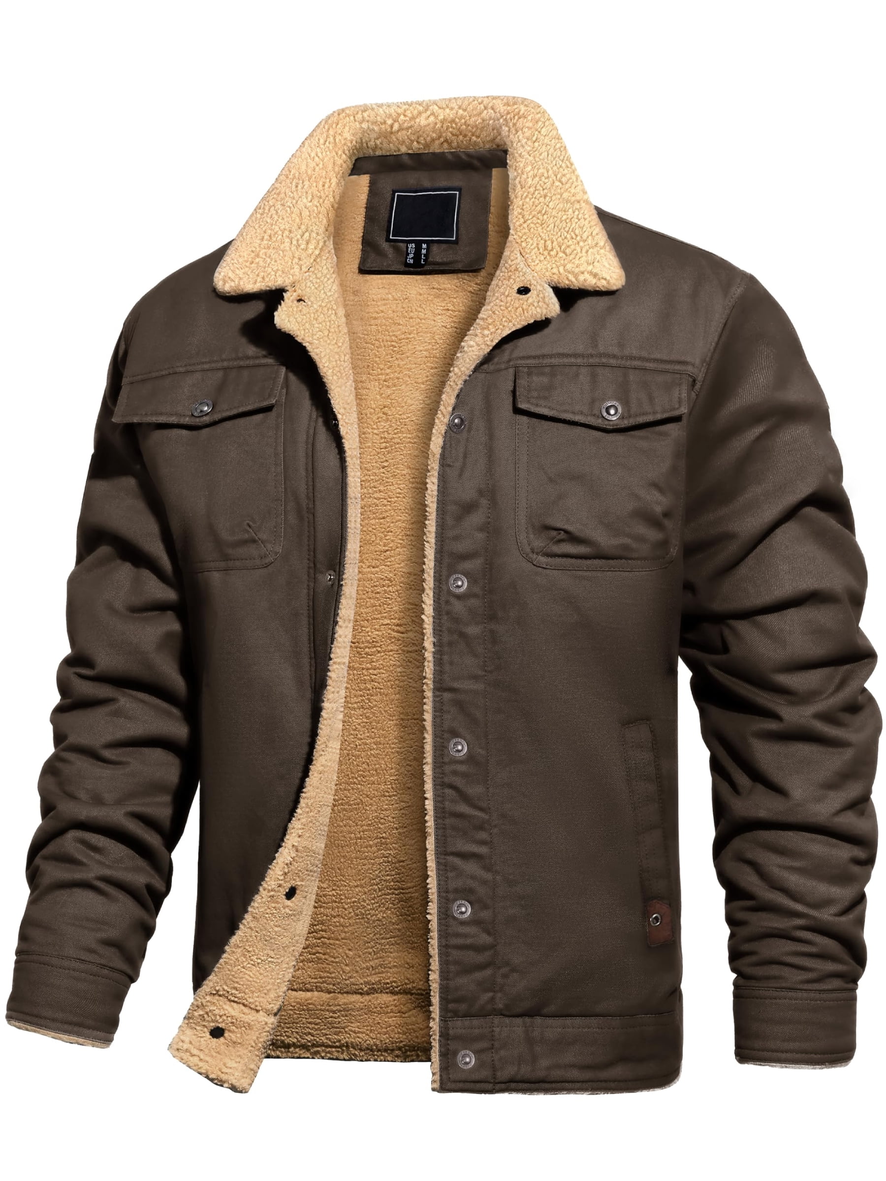 Xidunhg Men's Winter Trucker Jacket Sherpa Fleece Lined Thick Thermal ...