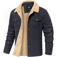 thumbnail image 1 of Xidunhg Men's Sherpa Lined Trucker Jacket, Windproof Thermal Winter Work Coat with Lapel Multi Pockets, 1 of 11