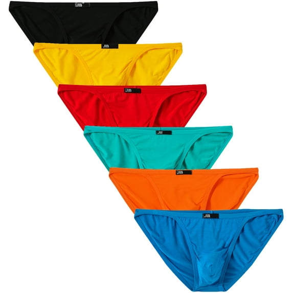 XIDUNHG Men's Bamboo Bikini Briefs, Low Rise, Tagless Underwear, Multi, 6-Pack