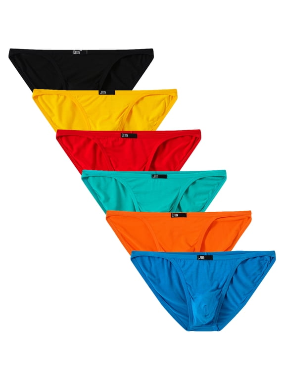 Mens Bikini Briefs Low Rise Tagless Bamboo Underwear Multi/6pack-XL