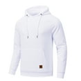 thumbnail image 1 of Xidunhg Mens Hoodies Pullover Long Sleeve Waffle Casual Sweatshirt with Pocket White L, 1 of 5