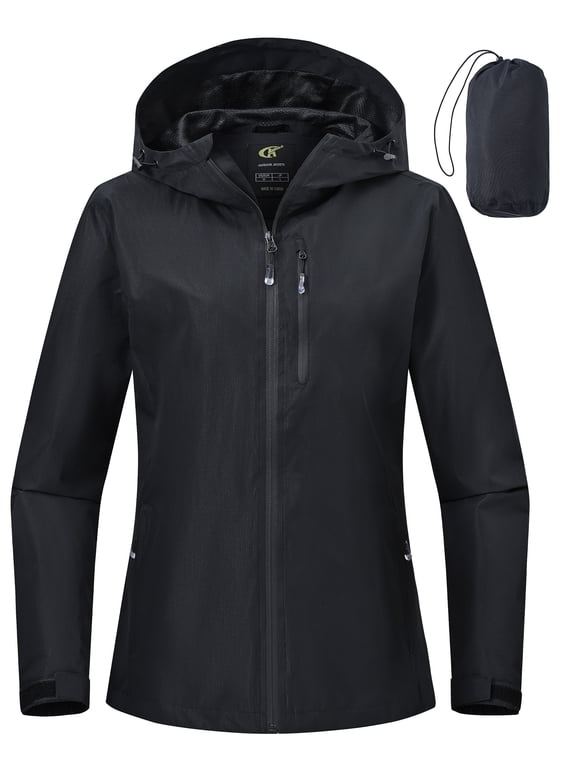 Women's Waterproof Lightweight Packable Cycling Windbreaker Jacket Black L
