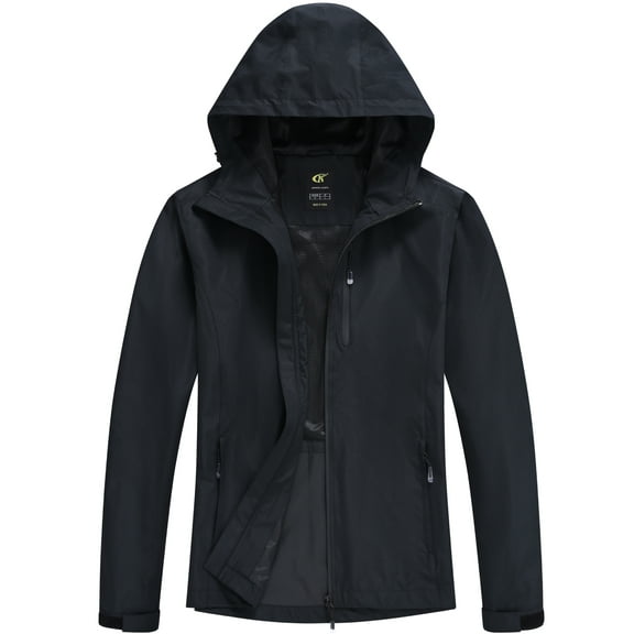 Xidunhg Women's Lightweight Jacket Waterproof Packable with Hood Cycling Bike Outdoor Jacket Windbreaker Black L