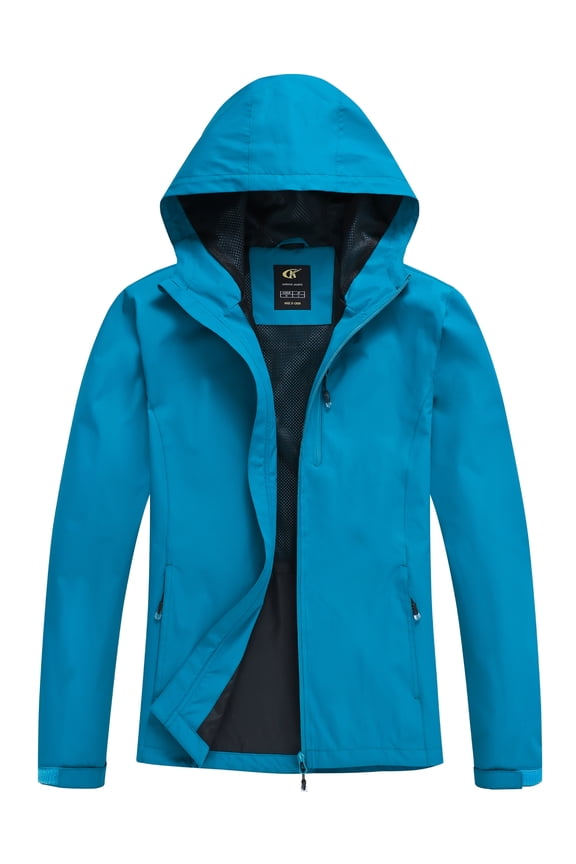 Women's Lightweight Jacket Waterproof Packable with Hood Cycling Bike Outdoor Jacket Windbreaker Blue L