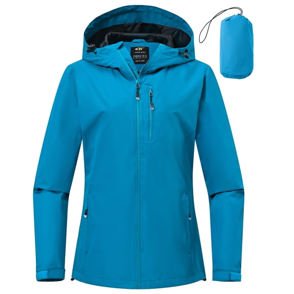 Xidunhg Women's Waterproof Packable Rain Jacket with Adjustable Hood, Lightweight Windbreaker, Breathable Mesh Lined Outdoor Coat for Cycling Hiking Travel