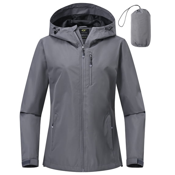 Xidunhg Women's Waterproof Packable Rain Jacket with Adjustable Hood, Lightweight Windbreaker, Breathable Mesh Lined Outdoor Coat for Cycling Hiking Travel