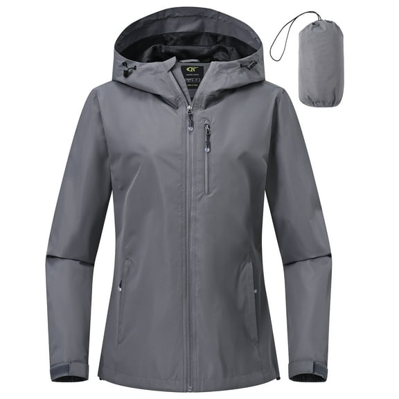 Xidunhg Women's Lightweight Jacket Waterproof Packable with Hood Cycling Bike Outdoor Jacket Windbreaker Grey M