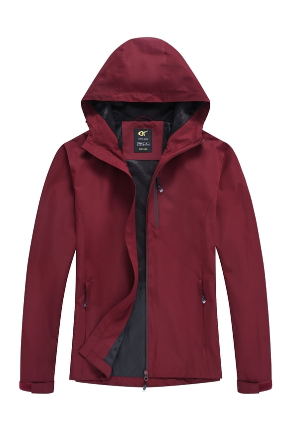 Women's Lightweight Jacket Waterproof Packable with Hood Cycling Bike Outdoor Jacket Windbreaker Wine Red 2XL