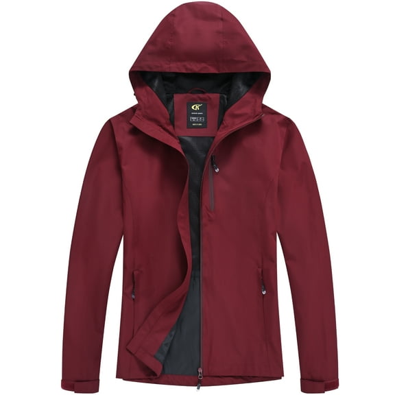 Xidunhg Women's Lightweight Jacket Waterproof Packable with Hood Cycling Bike Outdoor Jacket Windbreaker Wine Red L