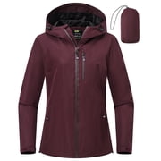 Women's Waterproof Packable Rain Jacket with Adjustable Hood, Lightweight Windbreaker, Breathable Mesh Lined Outdoor Coat for Cycling Hiking Travel