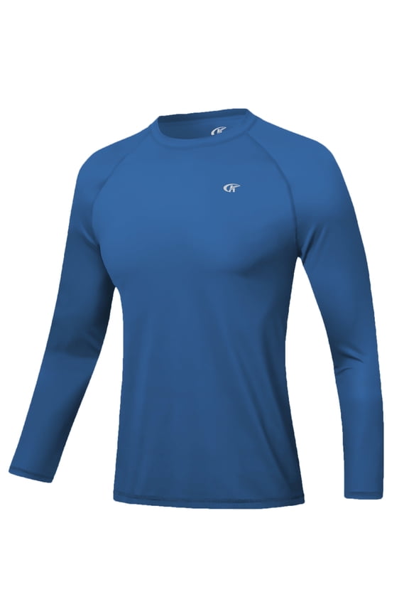 Men's Rash Guard Long Sleeve Shirt UPF 50 Sun Protection Quick Dry Moisture Wicking Lightweight for Swimming Surfing Outdoor Dark Blue L