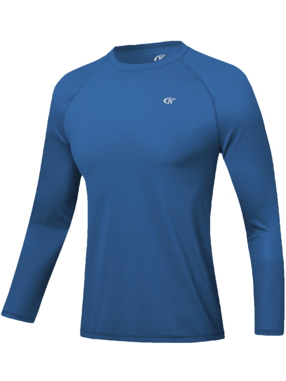 Men's Rash Guard Long Sleeve Shirt UPF 50 Sun Protection Quick Dry Moisture Wicking Lightweight for Swimming Surfing Outdoor Dark Blue L