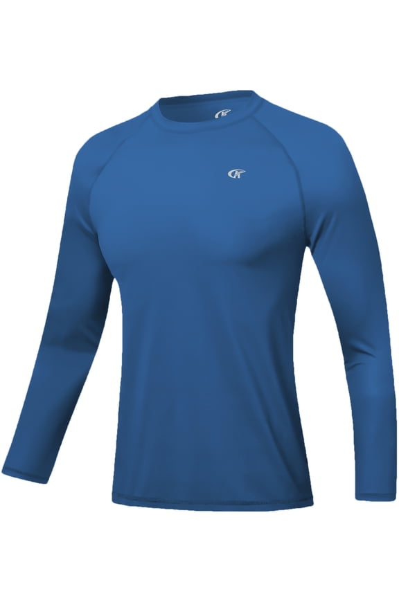 Men's Rash Guard Long Sleeve Shirt UPF 50 Sun Protection Quick Dry Moisture Wicking Lightweight for Swimming Surfing Outdoor Dark Blue L