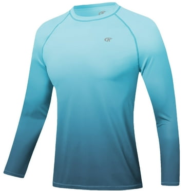Xidunhg Men's Rash Guard Long Sleeve Shirt UPF 50 Sun Protection Quick Dry Moisture Wicking Lightweight for Swimming Surfing Outdoor Gradiensky Blue S
